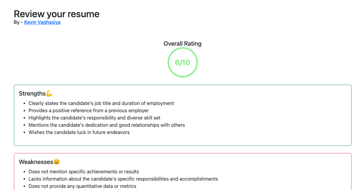 Review you resume using AI and get suggestions to improve it for free
