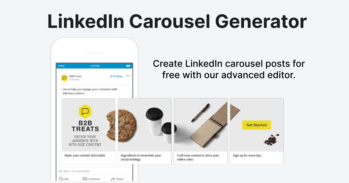 Generate linkedin carousel for free, get more views,likes and comments.